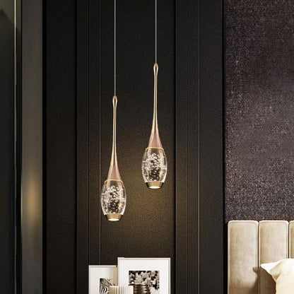 Contemporary Luxury Aluminum Water Drop Crystal LED Pendant Light for Living Room