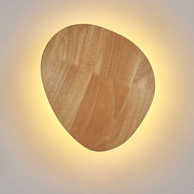 Modern Minimalist Round Irregular Oval Wood LED Wall Sconce Lamp For Living Room Lumendat