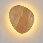 Modern Minimalist Round Irregular Oval Wood LED Wall Sconce Lamp For Living Room Lumendat