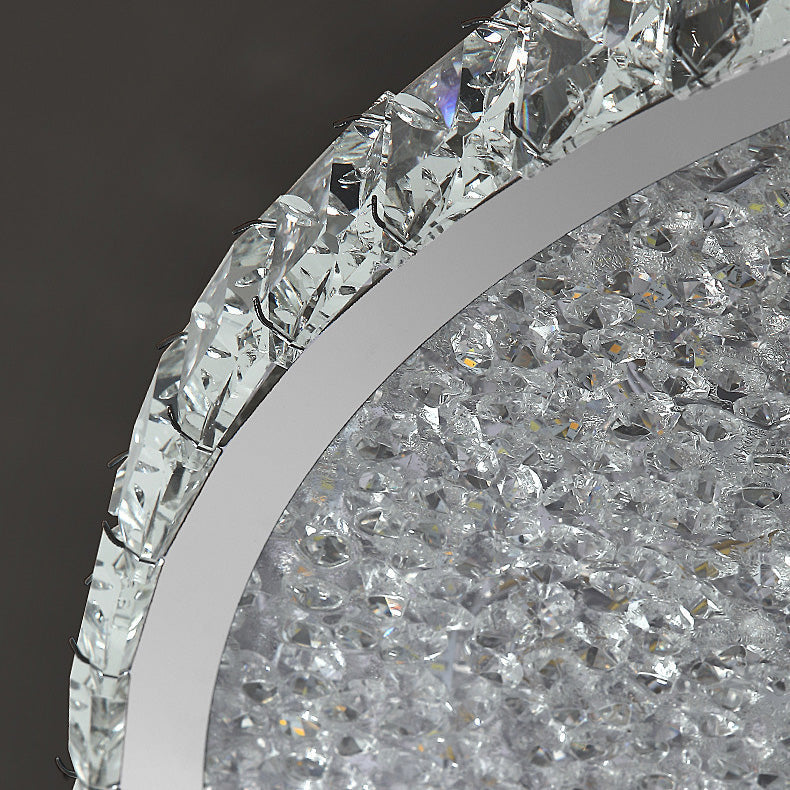 Modern Luxury Stainless Steel Crystal Round Square Rectangular LED Flush Mount Ceiling Light For Living Room Lumendat