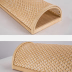 Traditional Japanese Weaving Semicircular Cylinder Bamboo 2-Light Wall Sconce Lamp For Bedside