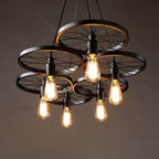Industrial Creative Personality Wrought Iron Wheels 1/3/6-light Chandelier BulbSquare