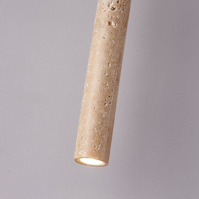 Japanese Wabi Sabi Yellow Travertine Cylinder 1-light Pendant Light BulbSquare