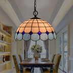 Tiffany Vintage Gemstone Stained Glass Dome 3-light Pendant Light BulbSquare