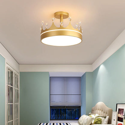 Cartoon Creative Crown LED Kids Semi-flush Mount Ceiling Light