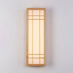 Traditional Japanese Rectangle Solid Wood Acrylic LED Wall Sconce Lamp For Bedroom