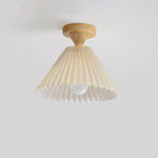 Japanese Simple Log Pleated Umbrella Cone 1-light Semi-flush Mount Ceiling Light