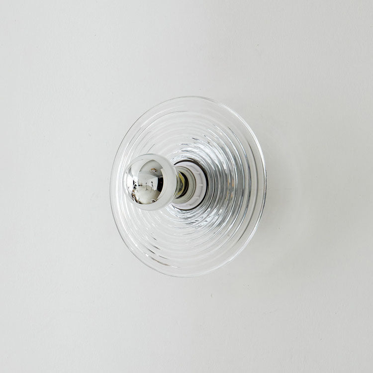 Modern Art Deco Wave Pattern Round Glass 1-Light Wall Sconce Lamp For Bedroom Lumendat