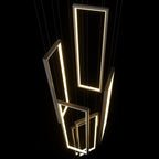 Modern Minimalist Iron Aluminum Silica Rectangular Square Ceiling Plate LED Chandelier for Stairway BulbSquare
