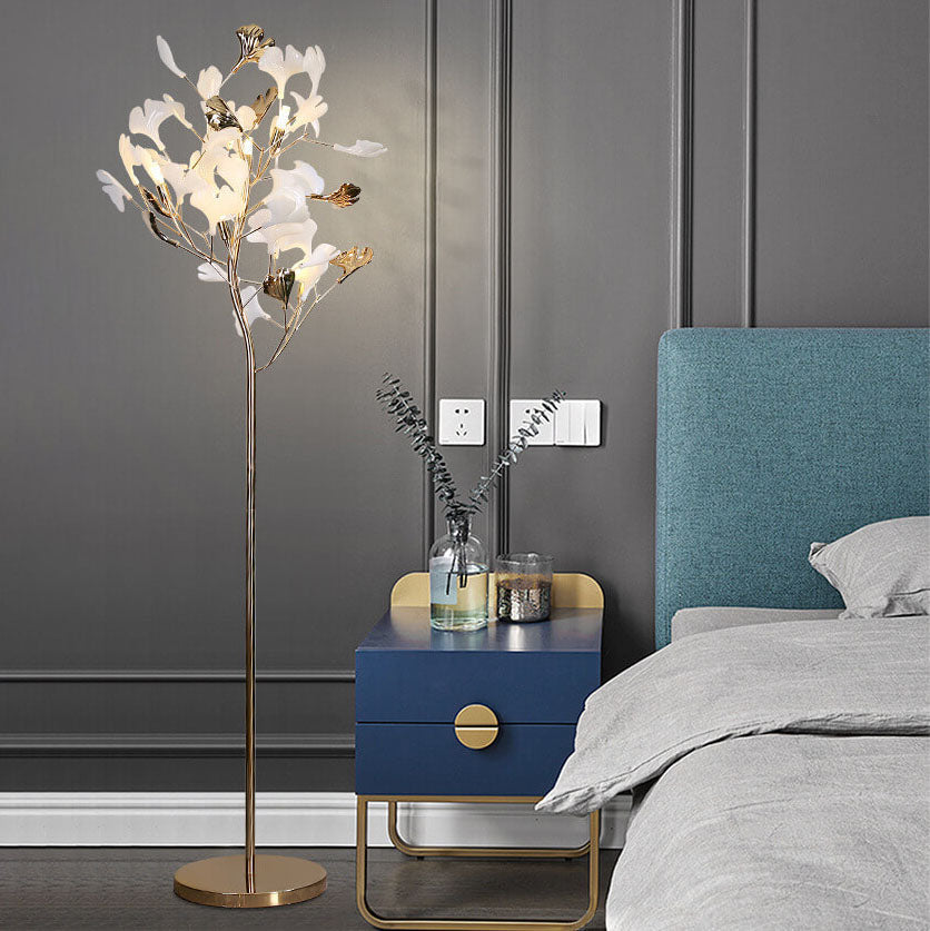 Nordic Romantic Ginkgo Leaf Decorative Acrylic Iron 5-Light Standing Floor Lamp Lumendat