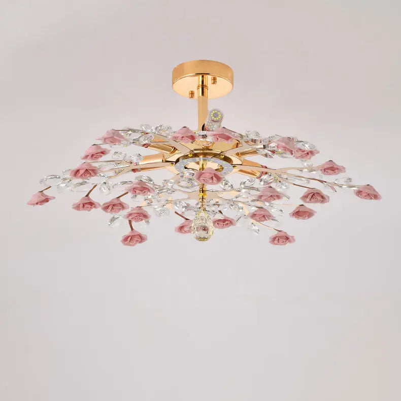Modern Luxury Rose Iron Ceramic Crystal 6/7/8 Light Chandelier Lumendat