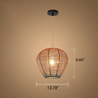 Modern Chinese Hemp Rope Round Geometry 1-Light Pendant Light
