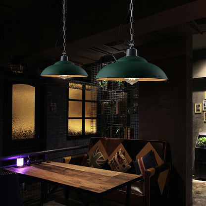 Retro Industrial Military Green Dome Iron 1-Light Pendant Light