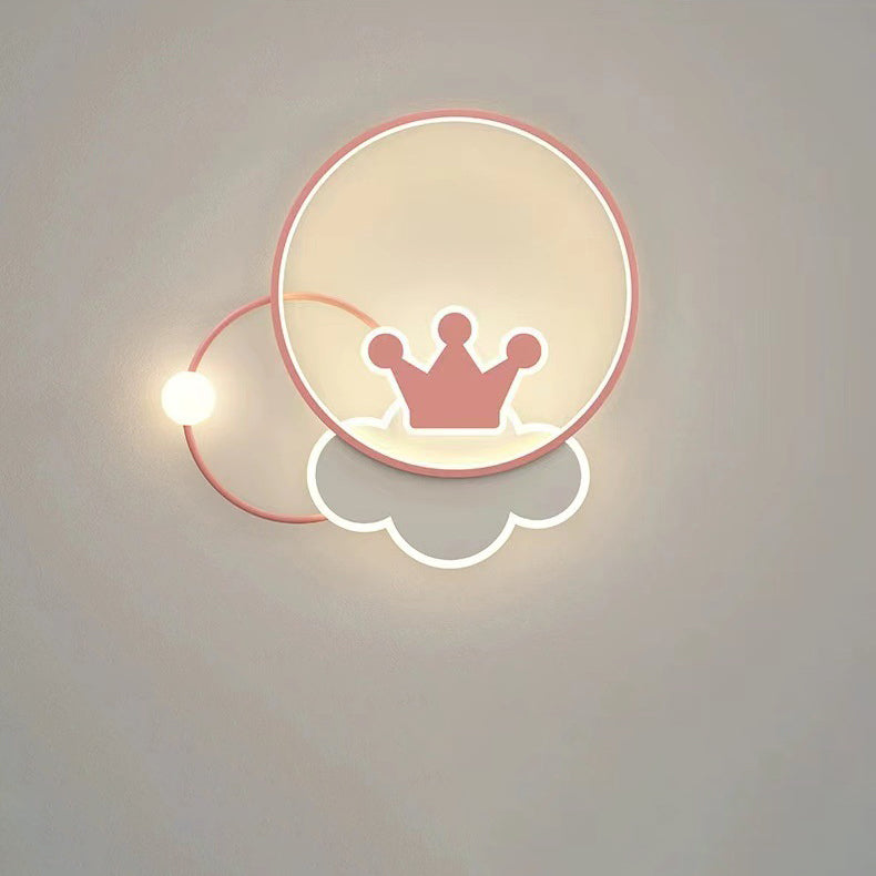 Lumendat Contemporary Nordic Kids Iron Acrylic Circle Round Crown Cloud LED Flush Mount Ceiling Light For Bedroom Lumendat