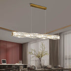 Modern Simplicity Stainless Steel Crystal Strip LED Island Light Pendant Light for Dining Room BulbSquare