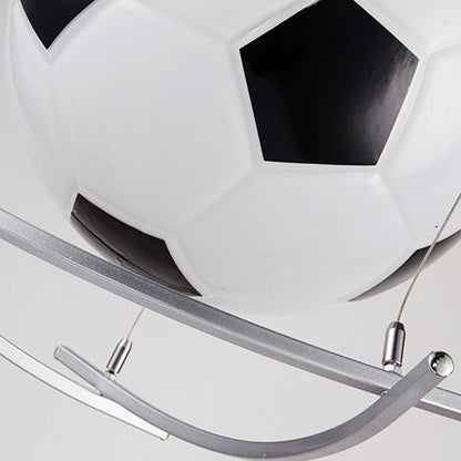 Cartoon Creative Soccer Glass Iron 1-light Kids Pendant Light