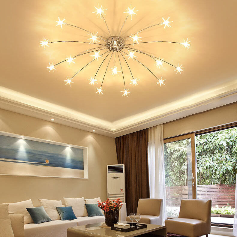 Contemporary Creative Full Of Star Iron 12/21/28 Light Flush Mount Ceiling Light For Living Room Lumendat
