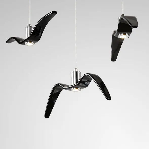 Contemporary Nordic Personality Wrought Iron Seagull LED Pendant Light for Living Room BulbSquare