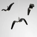 Contemporary Nordic Personality Wrought Iron Seagull LED Pendant Light for Living Room BulbSquare
