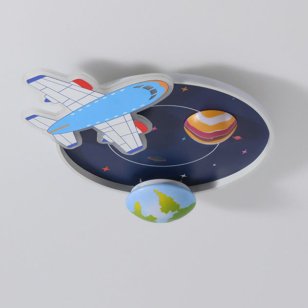 Lumendat Cartoon Creative Aircraft Space LED Kids Flush Mount Ceiling Light Lumendat
