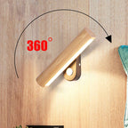 Nordic Simple Solid Wood Bar Rotating LED Wall Sconce Lamp