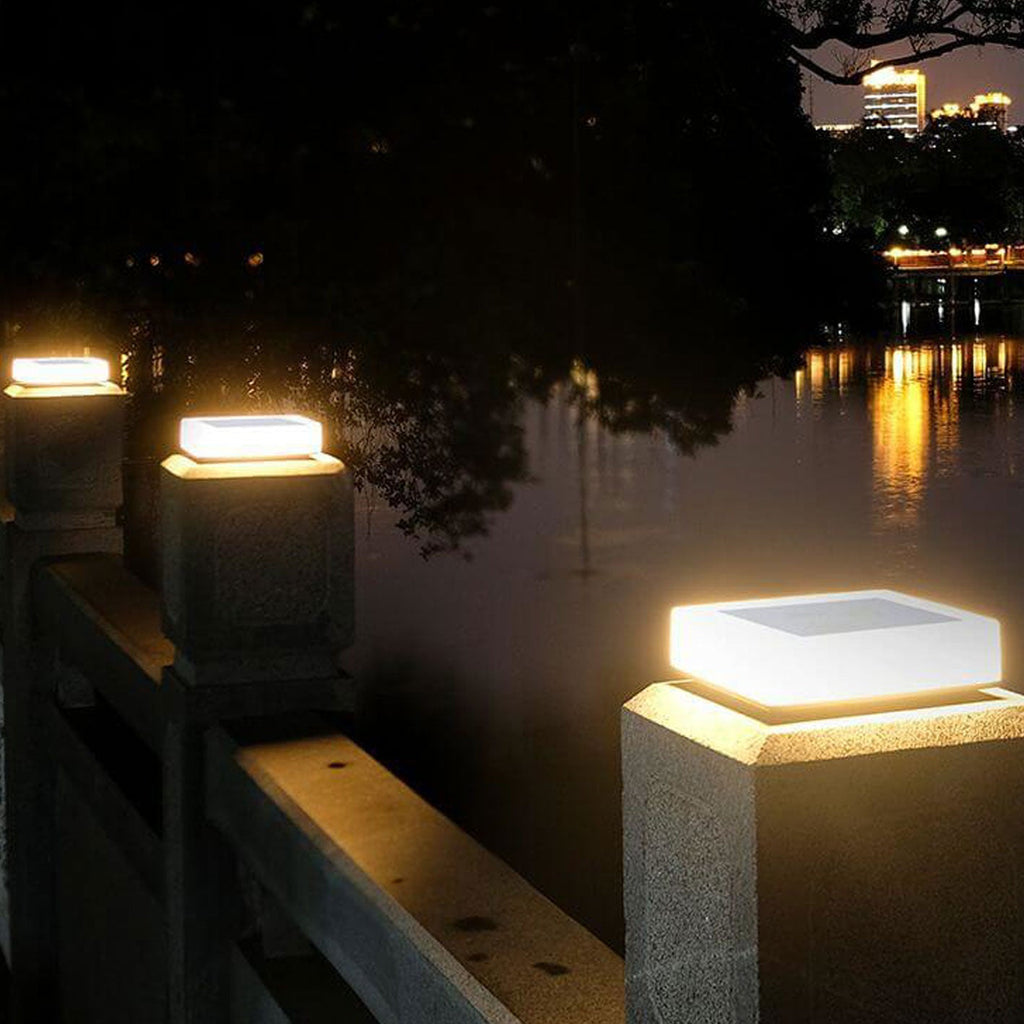 Modern Solar RGB Square Post Head Light Outdoor Garden Landscape Light Lumendat