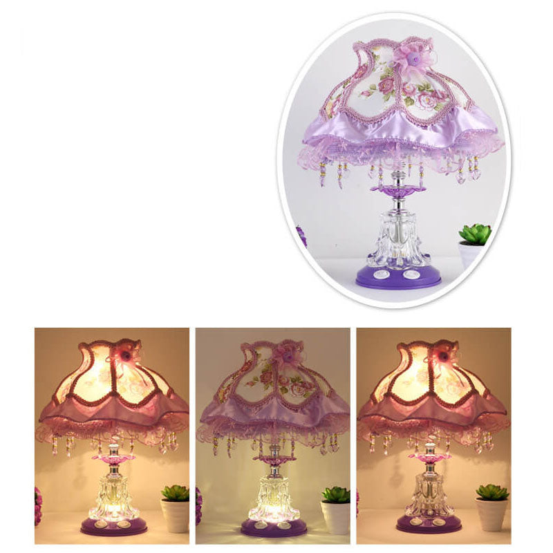 European Style Wedding Fabric Glass 1-Light Table Lamp Lumendat