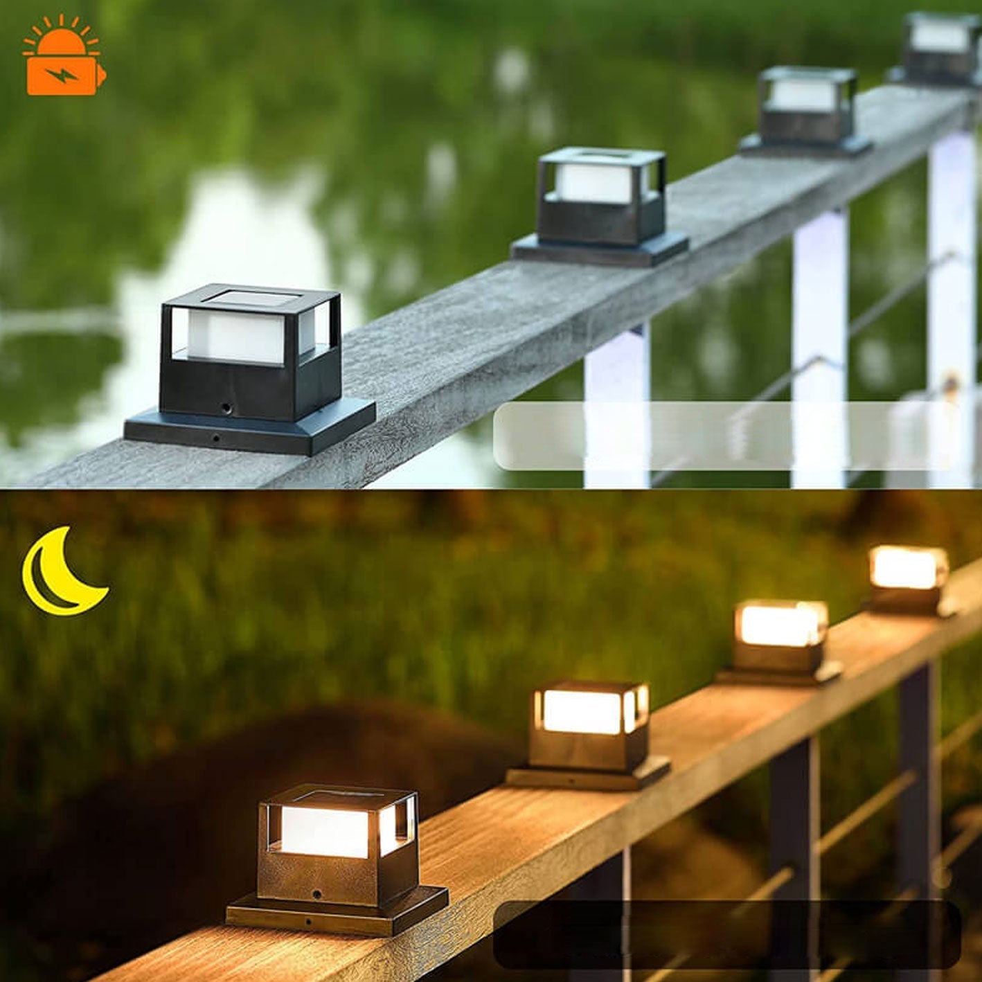 Outdoor Solar Pillar Head Light Square Pillar Head Light Garden Light Lumendat