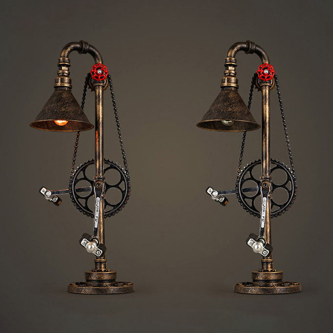 Industrial Vintage Iron Gear Plumbing Metal 1-Light Table Lamp Lumendat