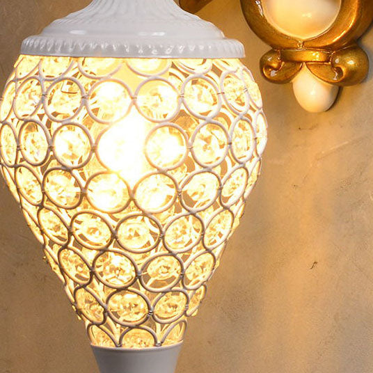 Modern Eclectic Resin Horse Head Decor Crystal Round Shade 1-Light Wall Sconce Lamp For Living Room Lumendat