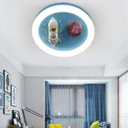 Lumendat Contemporary Creative Iron Acrylic Resin Cartoon Spaceship Planet LED Kids Flush Mount Ceiling Light For Living Room & Bedroom Lumendat