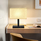 Modern Minimalist Rectangular Cloth Iron 1-Light Table Lamp For Living Room Lumendat