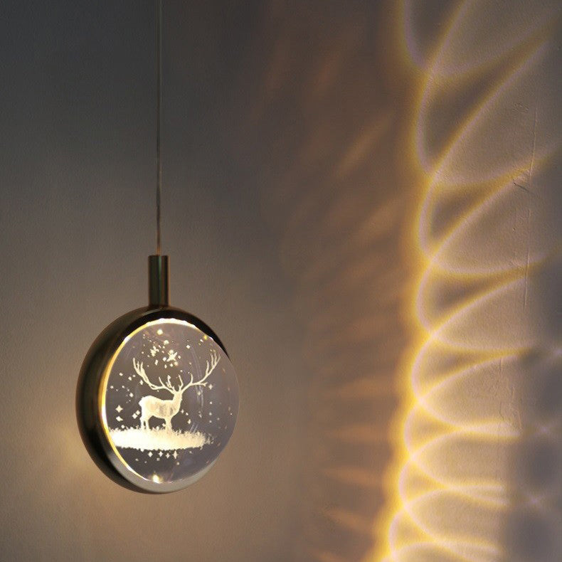 Modern Minimalist Round Ball Aluminum Crystal LED Pendant Light for Bedroom BulbSquare