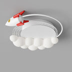 Lumendat Modern Art Deco Kids Iron PE Rocket Cloud Round LED Flush Mount Ceiling Light For Bedroom Lumendat
