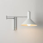 Modern Minimalist Round Tapered Iron 1-Light Retractable Wall Sconce Lamp For Bedroom Lumendat