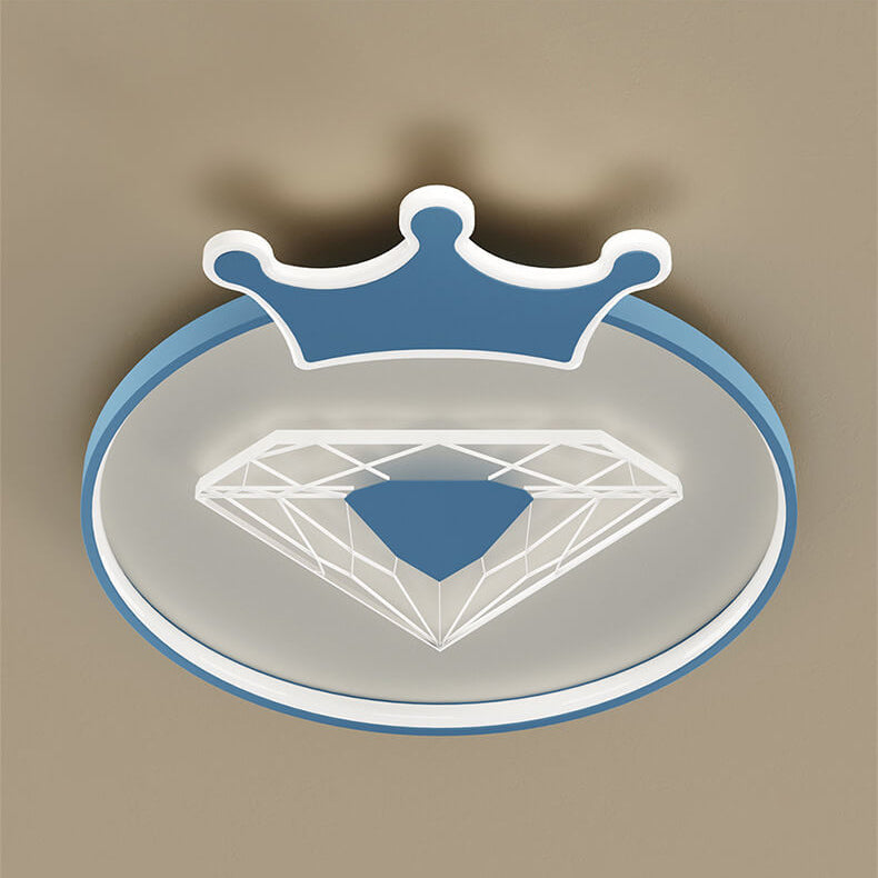 Lumendat Childlike Cartoon Crown Diamond Design LED Flush Mount Light Lumendat
