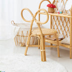 Lumendat Traditional Japanese Round Rattan Weaving Footstool Kids Backrest Chair For Entryways Lumendat