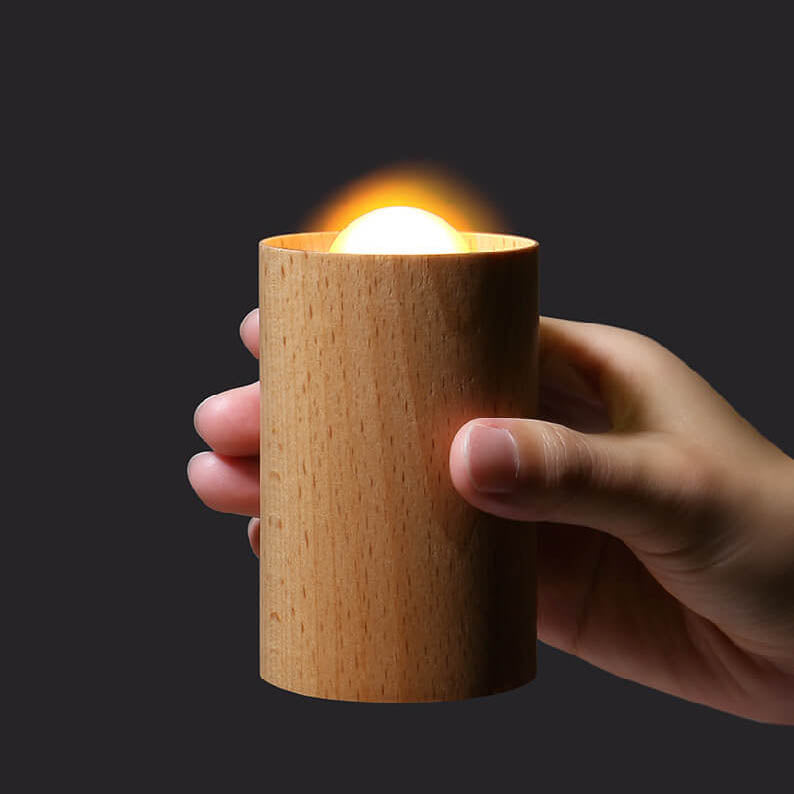 Modern Simple Wooden Cylindrical USB LED Table Lamp Lumendat