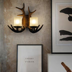 Traditional Vintage Resin Iron Antler 1/2 Light Wall Sconce Lamp For Hallway