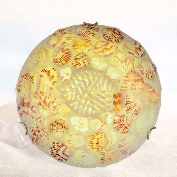 European Mediterranean Shell Art Round LED Flush Mount Ceiling Light Lumendat