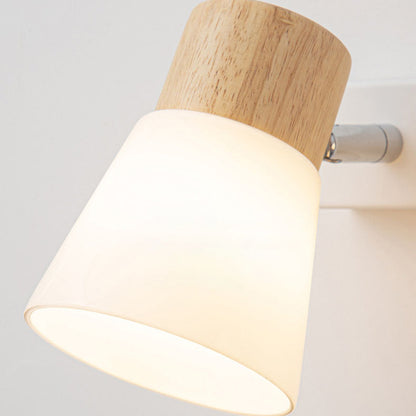 Modern Minimalist Horn Rubber Wood Iron Glass 1/2 Light Vanity Light Wall Sconce Lamp