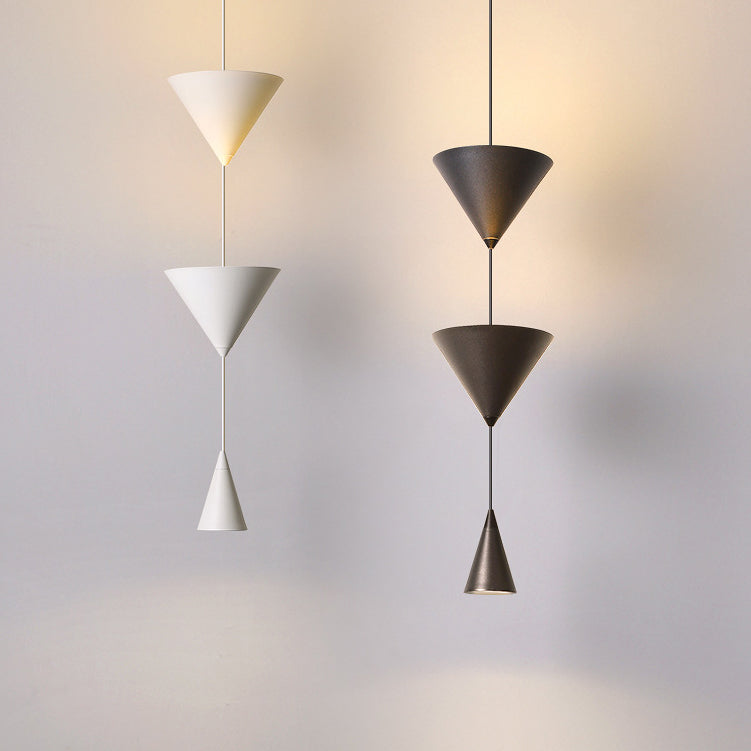 Modern Minimalist Cone Iron Aluminum Acrylic LED Pendant Light for Bedroom