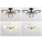 Nordic Light Luxury Wrought Iron Crystal 6/8-light Flush Mount Ceiling Light BulbSquare