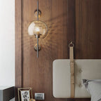 Contemporary Industrial Iron Finish Frame Spherical Glass Shade 1-Light Wall Sconce Lamp For Bedroom Lumendat