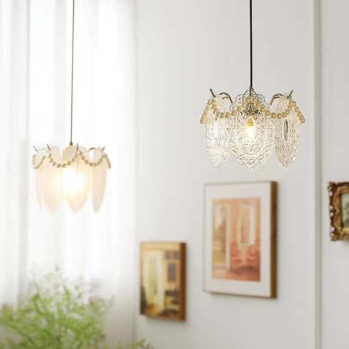 French Light Luxury Hardware Glass 1-Light Pendant Light