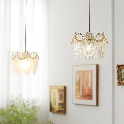 French Light Luxury Hardware Glass 1-Light Pendant Light