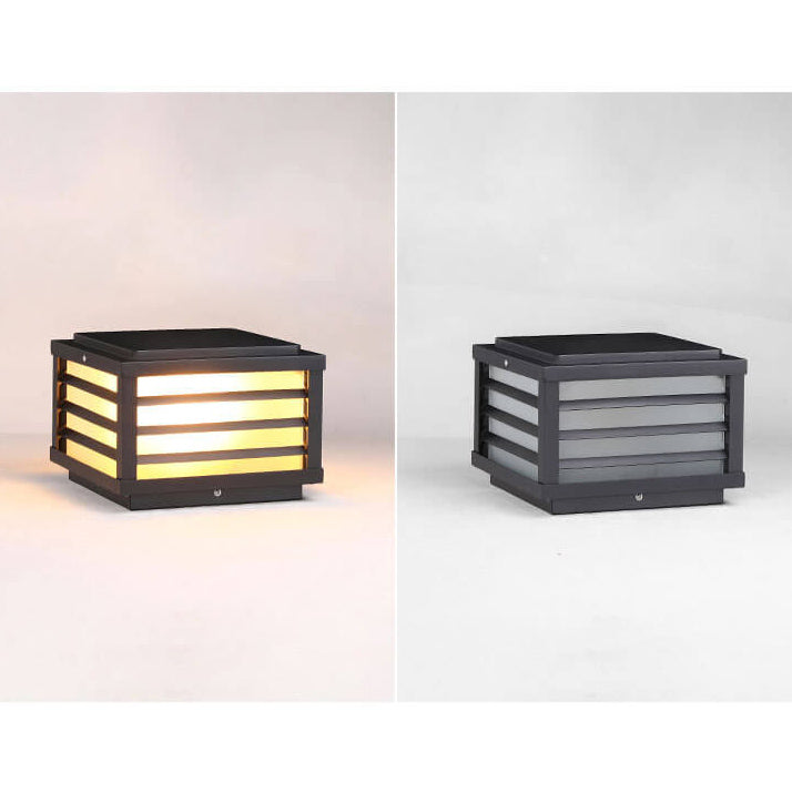 Modern Minimalist Waterproof Solar Square Aluminum PC LED Post Landscape Lighting for Garden Lumendat