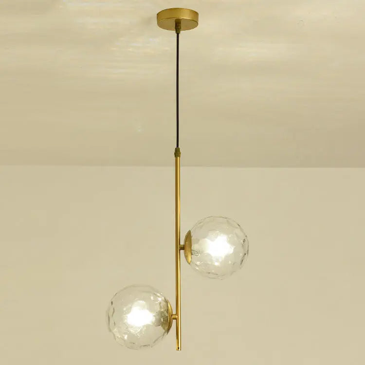 Nordic Minimalist Glass Ball Branch 2-light Chandelier BulbSquare