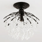 Scandinavian Modern Round Iron Crystal 1-Light Semi-Flush Mount Ceiling Light Lumendat
