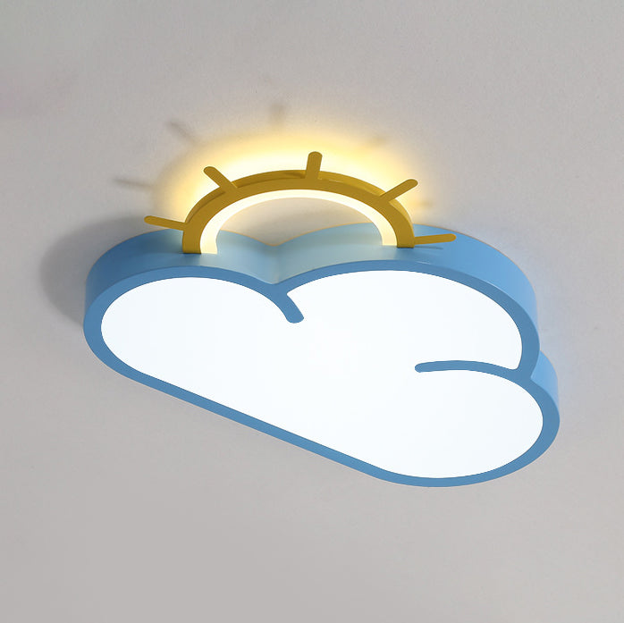 Lumendat Contemporary Creative Cartoon Cloud Sun Acrylic Shade LED Kids Flush Mount Ceiling Light For Bedroom Lumendat